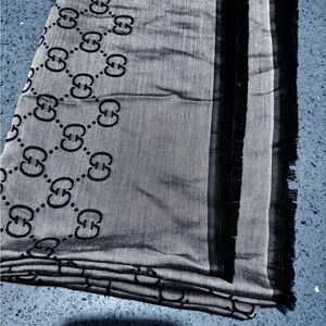 Black and Gray Logo Pattern Scarf
